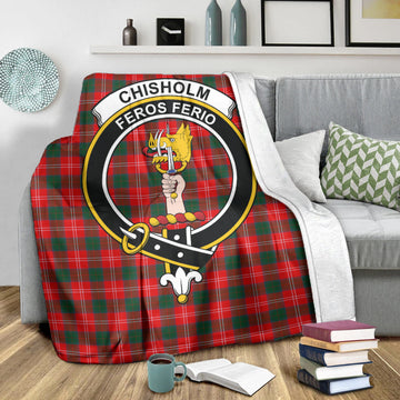 Chisholm Modern Tartan Blanket with Family Crest