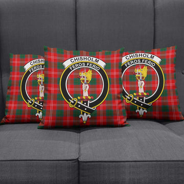 Chisholm Modern Tartan Pillow Cover with Family Crest