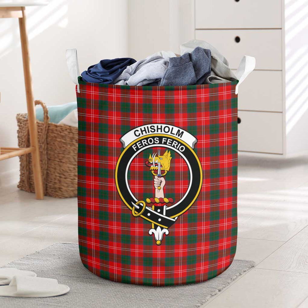 Chisholm Modern Tartan Laundry Basket with Family Crest One Size - Tartanvibesclothing Shop