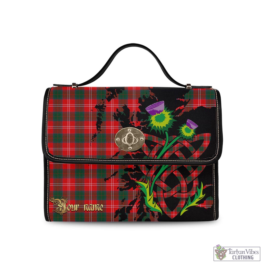 Tartan Vibes Clothing Chisholm Modern Tartan Waterproof Canvas Bag with Scotland Map and Thistle Celtic Accents