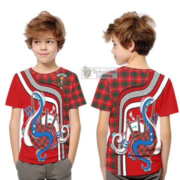 Chisholm Modern Tartan Kid T-Shirt with Epic Bagpipe Style