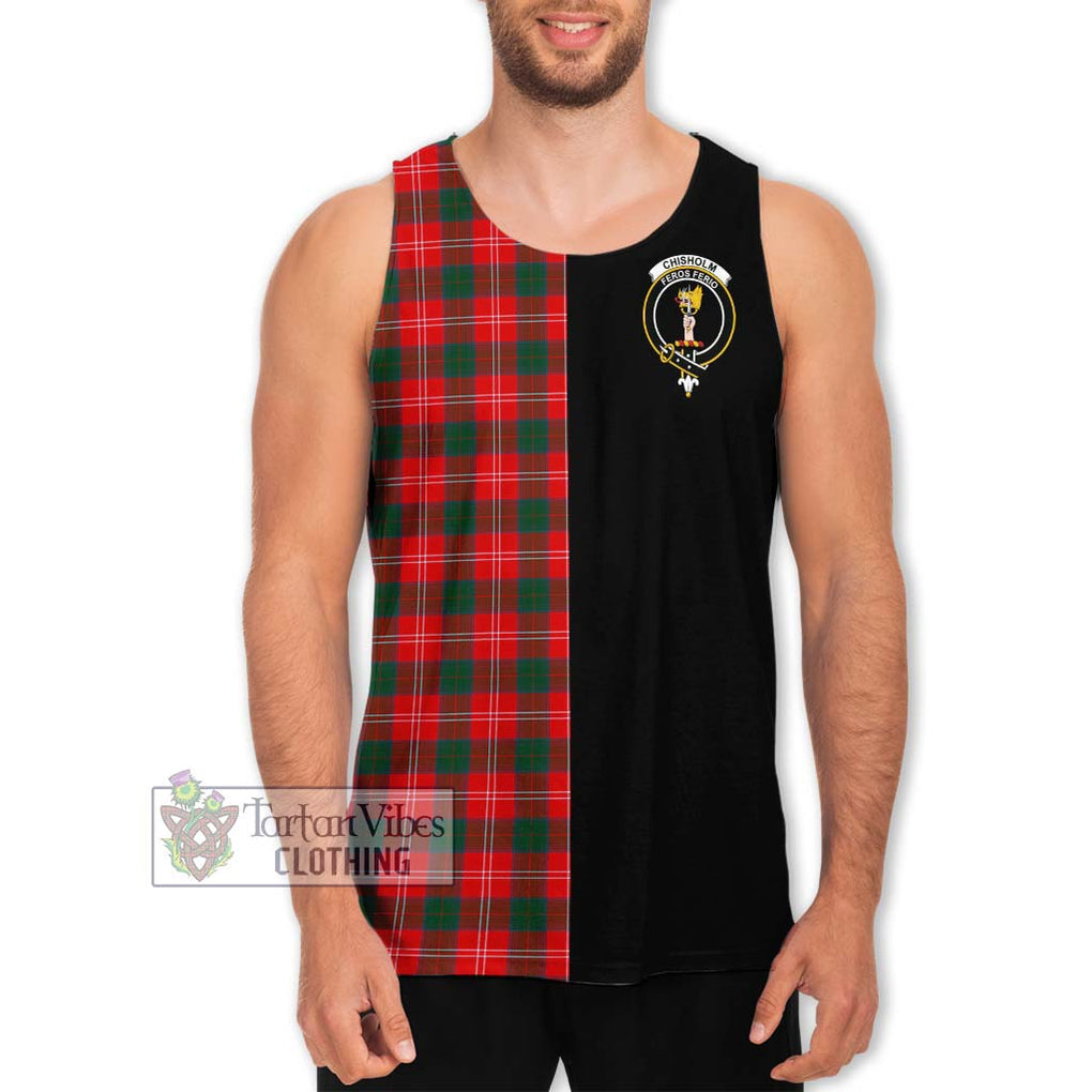 Chisholm Modern Tartan Men's Tank Top with Family Crest and Half Of Me Style Men - Tartanvibesclothing Shop