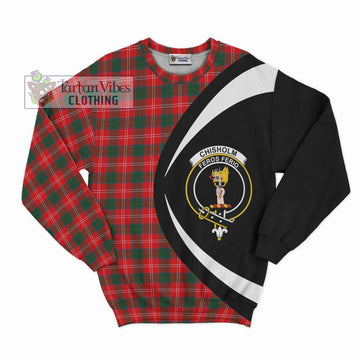 Chisholm Modern Tartan Sweatshirt with Family Crest Circle Style