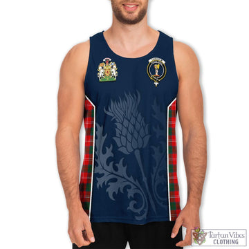 Chisholm Modern Tartan Men's Tanks Top with Family Crest and Scottish Thistle Vibes Sport Style