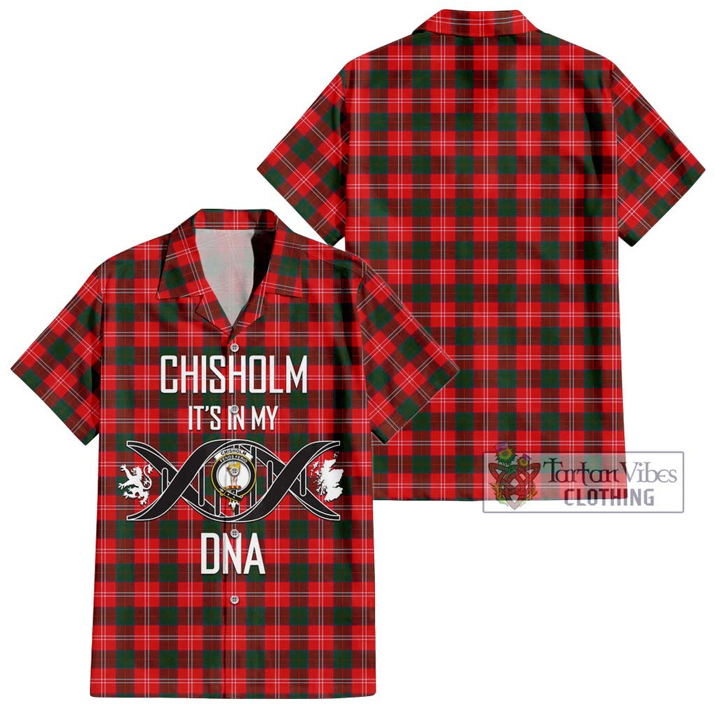 Chisholm Modern Tartan Short Sleeve Button Shirt with Family Crest DNA In Me Style Kid - Tartanvibesclothing Shop