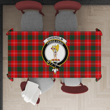 Chisholm Modern Tartan Tablecloth with Family Crest