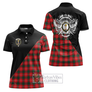 Chisholm Modern Tartan Women's Polo Shirt with Family Crest and Military Logo Style