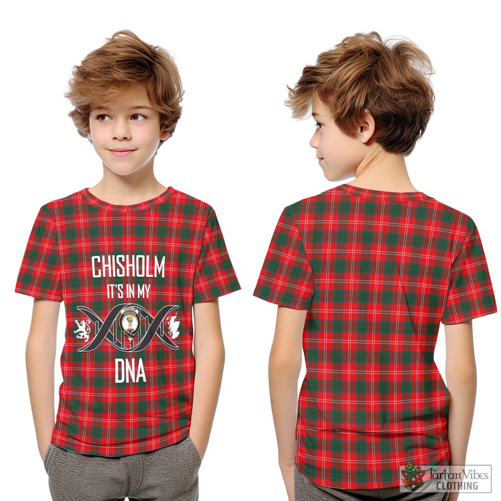 Chisholm Modern Tartan Kid T-Shirt with Family Crest DNA In Me Style Youth XL Size14 - Tartanvibesclothing Shop