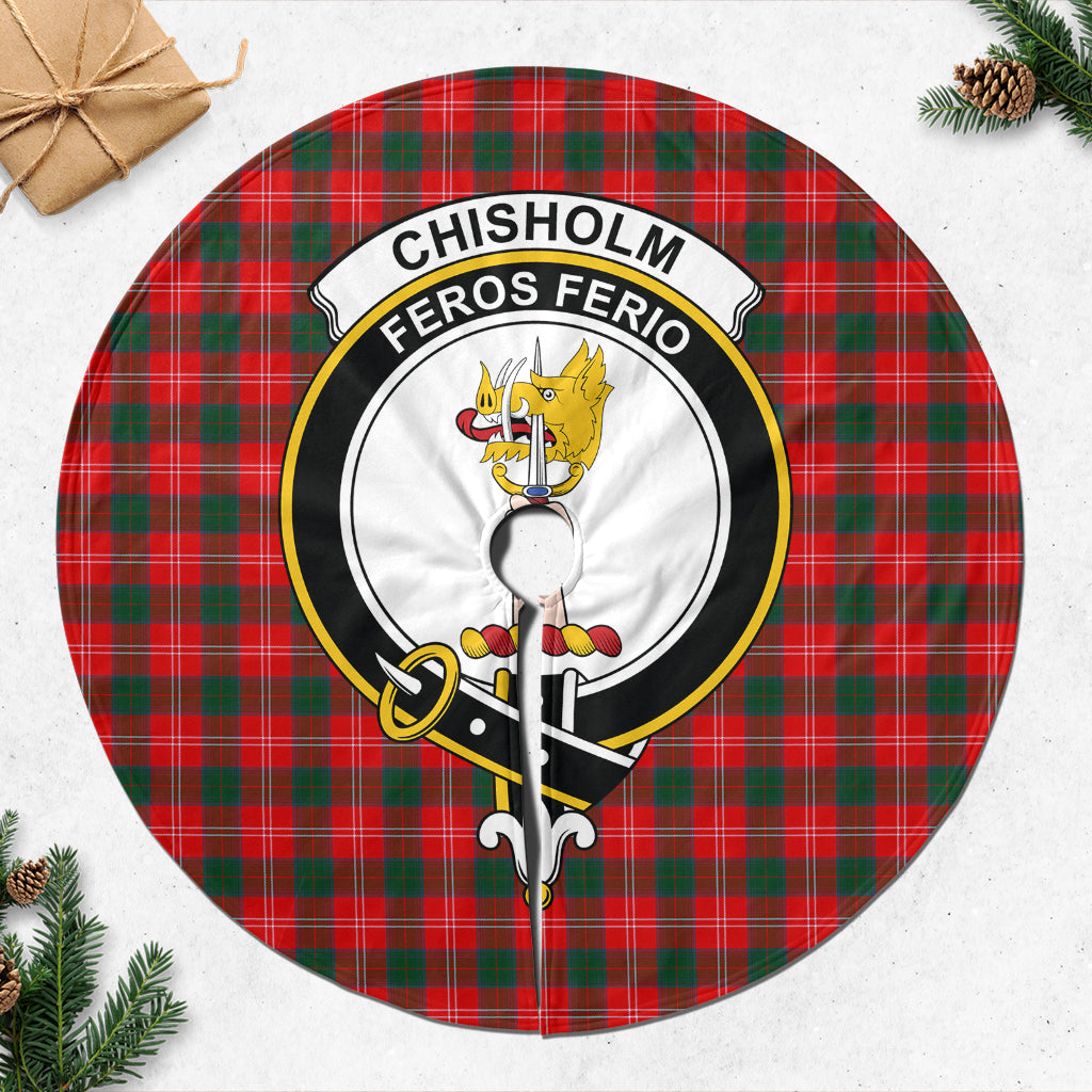 Chisholm Modern Tartan Christmas Tree Skirt with Family Crest - Tartanvibesclothing