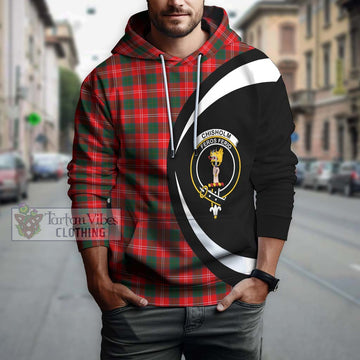 Chisholm Modern Tartan Hoodie with Family Crest Circle Style