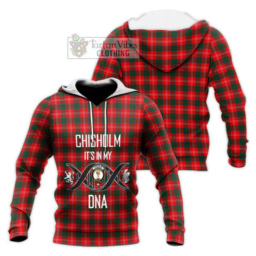 Chisholm Modern Tartan Knitted Hoodie with Family Crest DNA In Me Style