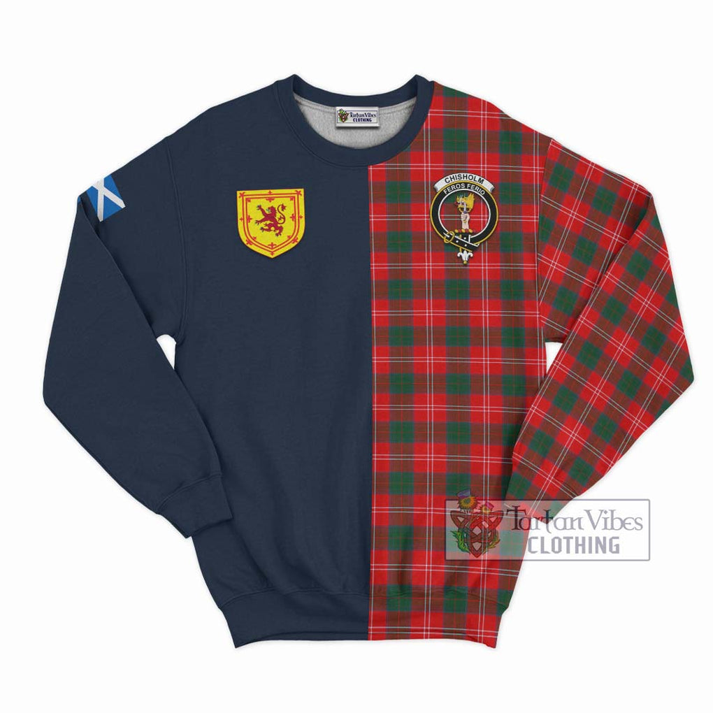 Tartan Vibes Clothing Chisholm Modern Tartan Sweatshirt with Scottish Lion Royal Arm Half Style