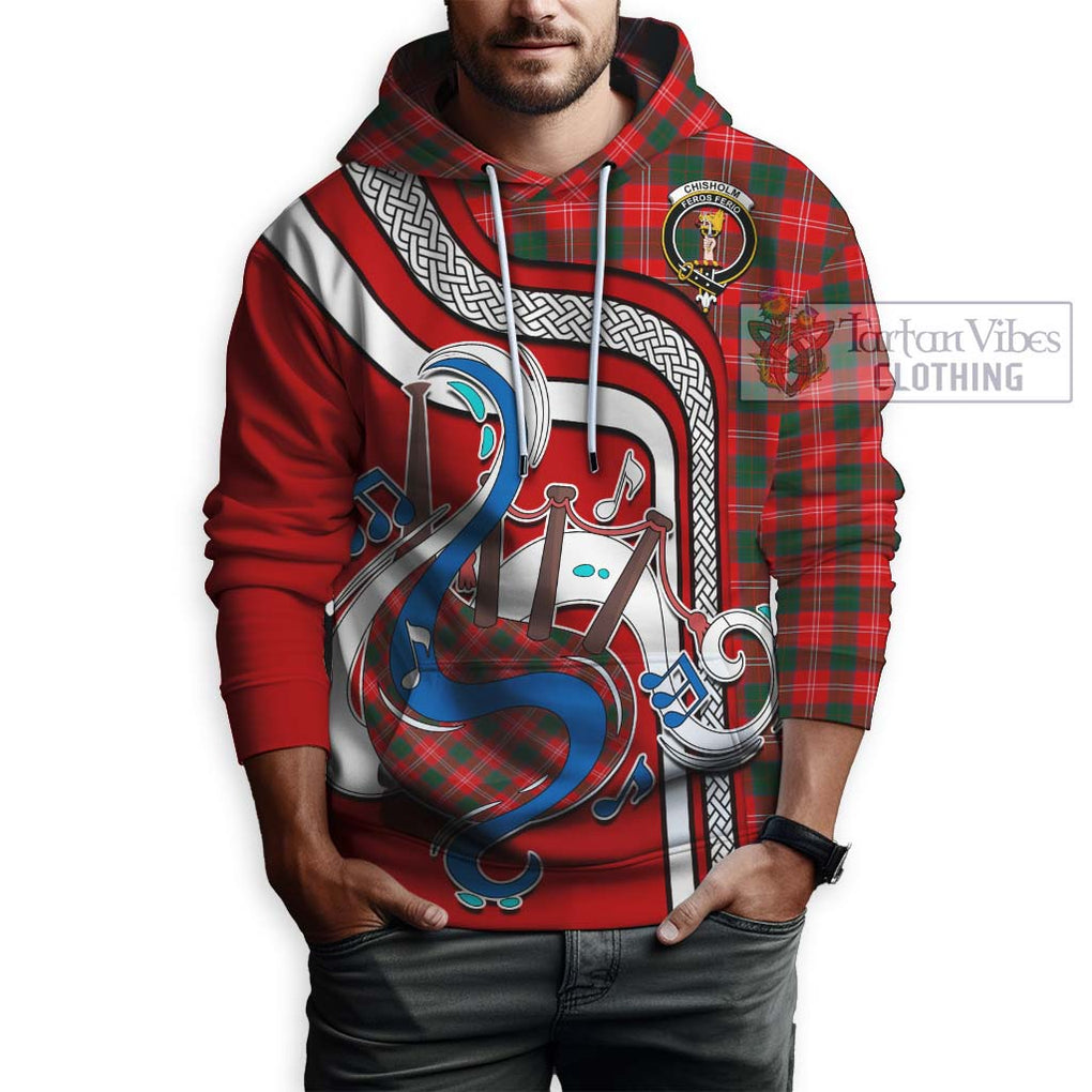 Chisholm Modern Tartan Hoodie with Epic Bagpipe Style Zip Hoodie - Tartanvibesclothing Shop