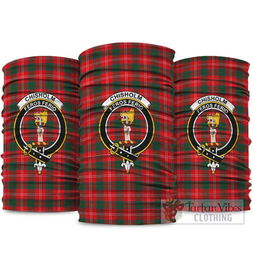 Chisholm Modern Tartan Neck Gaiters, Tartan Bandanas, Tartan Head Band with Family Crest