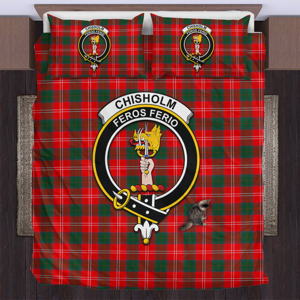 Chisholm Modern Tartan Bedding Set with Family Crest US Bedding Set - Tartan Vibes Clothing