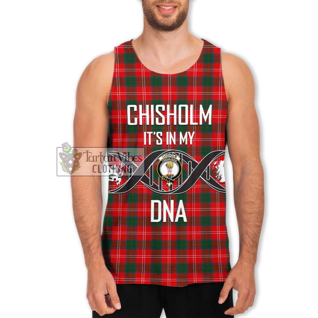 Chisholm Modern Tartan Men's Tank Top with Family Crest DNA In Me Style Men - Tartanvibesclothing Shop