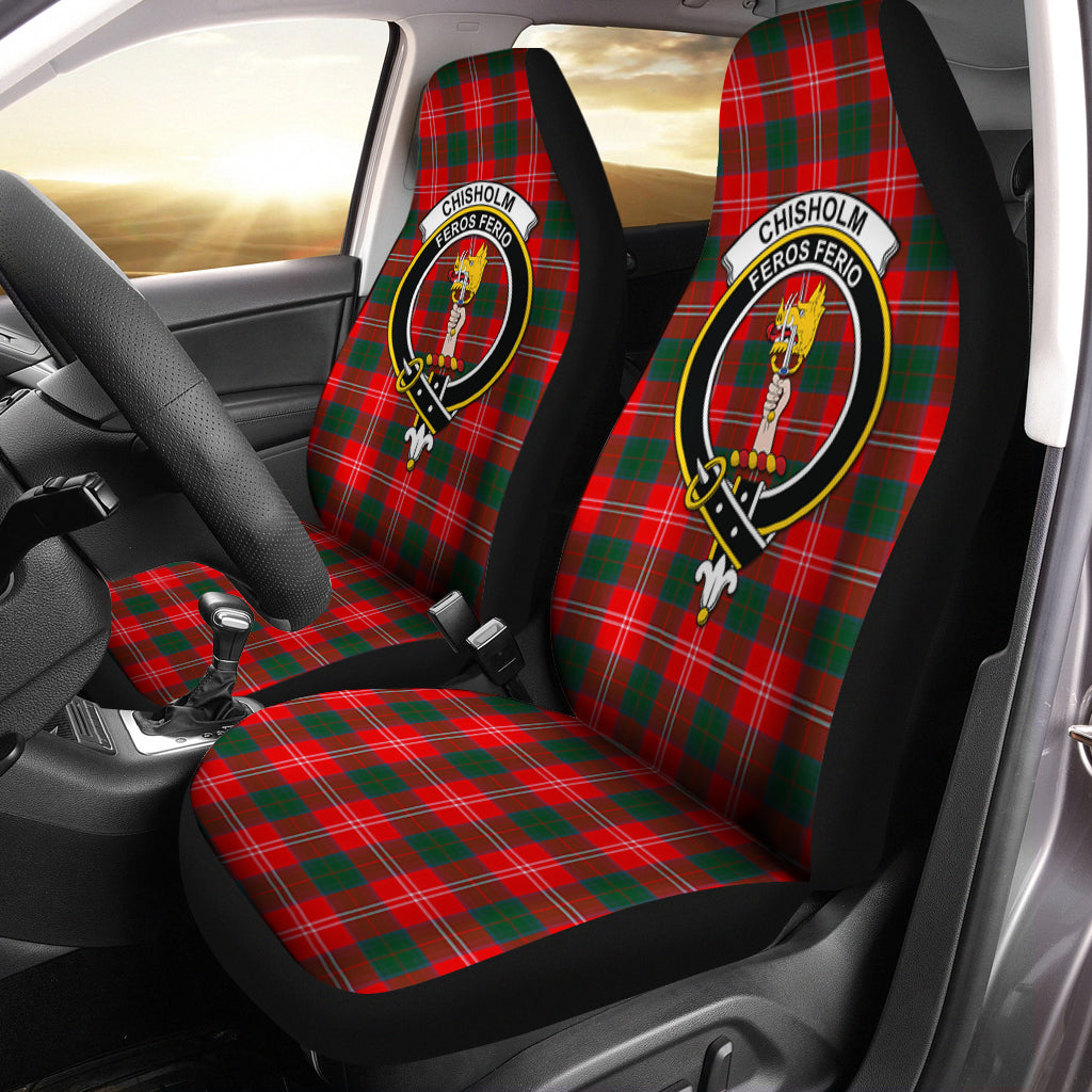 Chisholm Modern Tartan Car Seat Cover with Family Crest One Size - Tartanvibesclothing