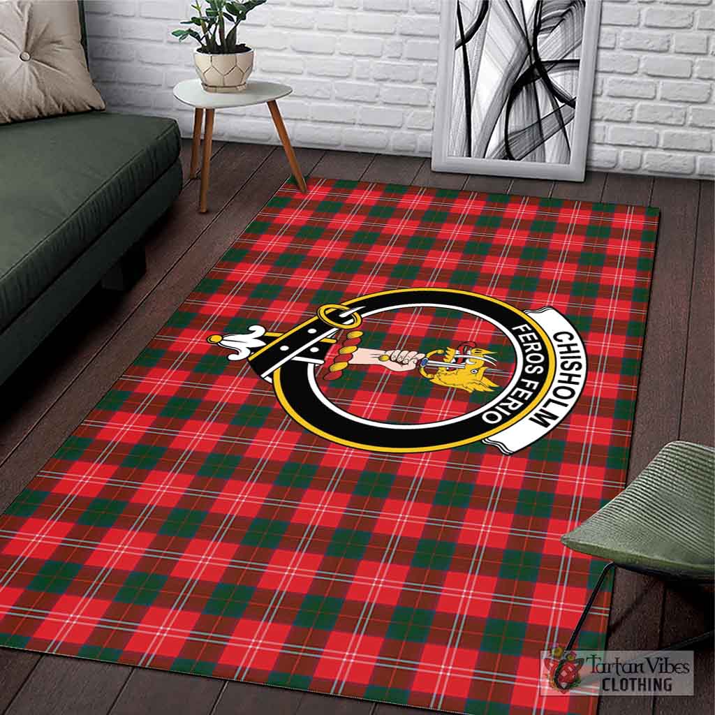 Tartan Vibes Clothing Chisholm Modern Tartan Area Rug with Family Crest