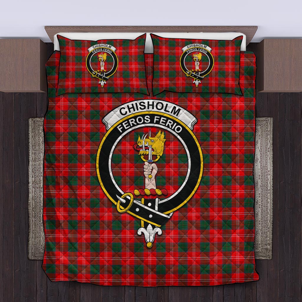 Chisholm Modern Tartan Quilt Bed Set with Family Crest Twin - Tartan Vibes Clothing