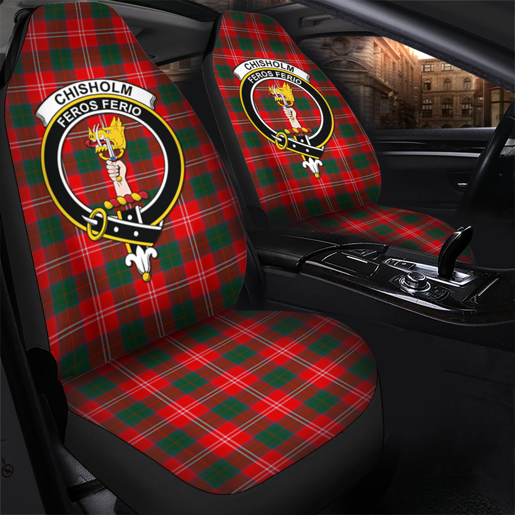 Chisholm Modern Tartan Car Seat Cover with Family Crest - Tartanvibesclothing