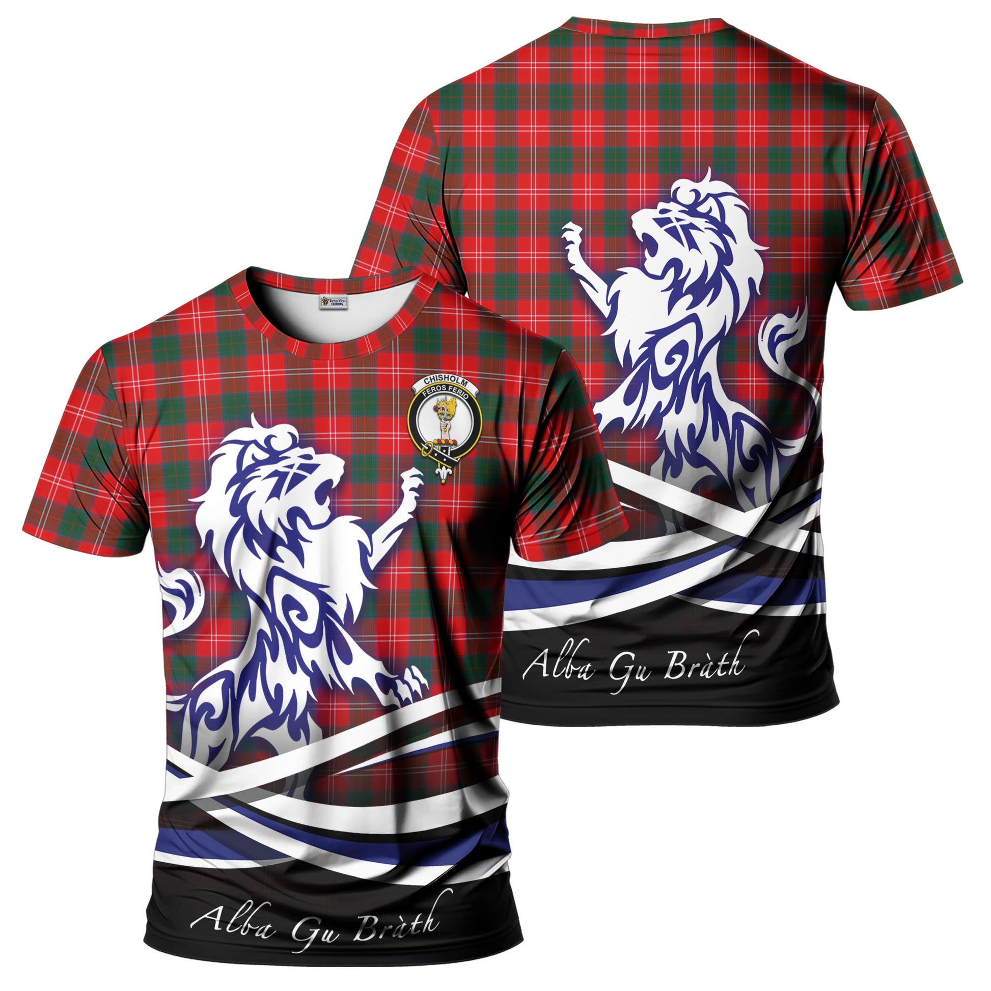 chisholm-modern-tartan-t-shirt-with-alba-gu-brath-regal-lion-emblem