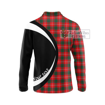 Chisholm Modern Tartan Long Sleeve Polo Shirt with Family Crest Circle Style