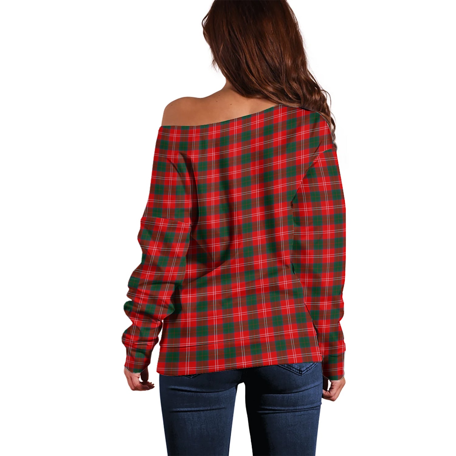 Chisholm Modern Tartan Off Shoulder Women Sweater - Tartanvibesclothing