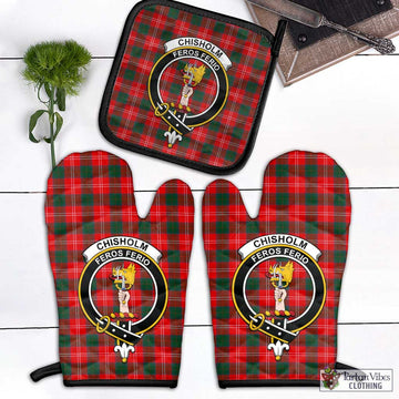 Chisholm Modern Tartan Combo Oven Mitt & Pot-Holder with Family Crest