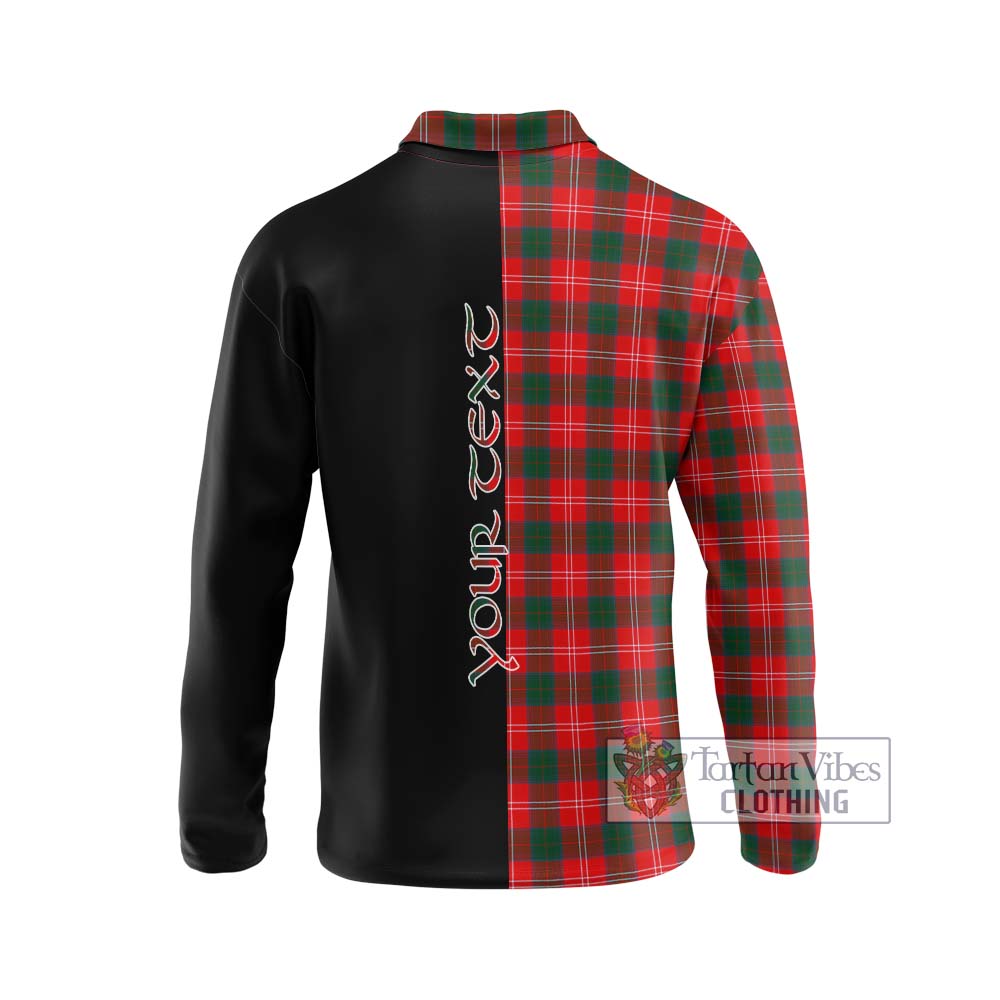 Chisholm Modern Tartan Long Sleeve Polo Shirt with Family Crest and Half Of Me Style - Tartanvibesclothing Shop