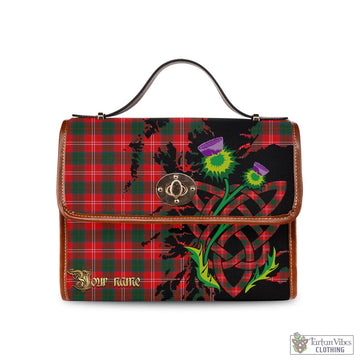 Chisholm Modern Tartan Waterproof Canvas Bag with Scotland Map and Thistle Celtic Accents