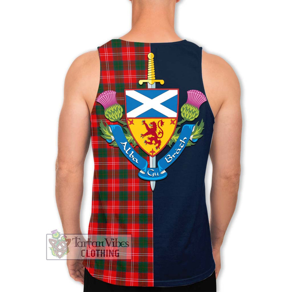 Tartan Vibes Clothing Chisholm Modern Tartan Men's Tank Top with Scottish Lion Royal Arm Half Style