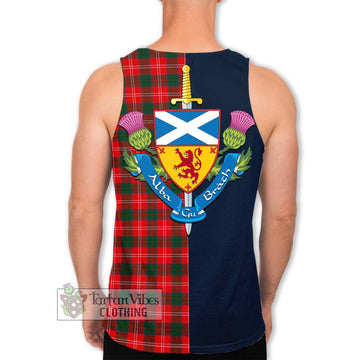 Chisholm Modern Tartan Men's Tank Top Alba with Scottish Lion Royal Arm Half Style