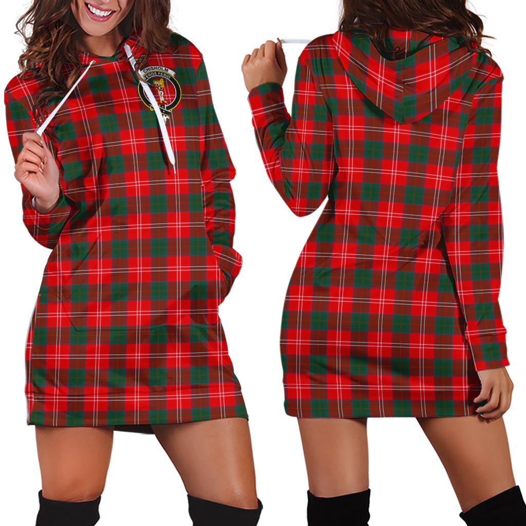 Chisholm Modern Tartan Hoodie Dress with Family Crest - Tartan Vibes Clothing