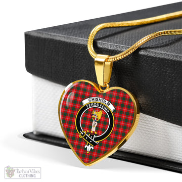 Chisholm Modern Tartan Heart Necklace with Family Crest