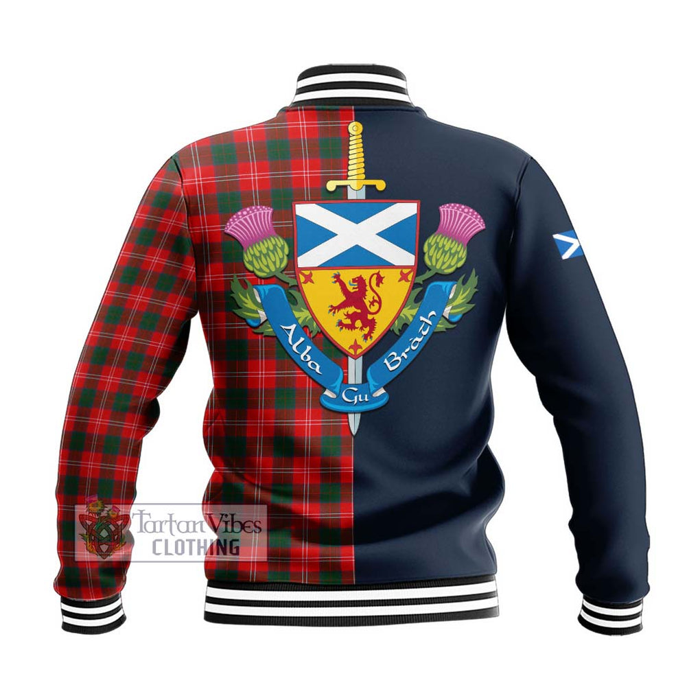 Tartan Vibes Clothing Chisholm Modern Tartan Baseball Jacket with Scottish Lion Royal Arm Half Style