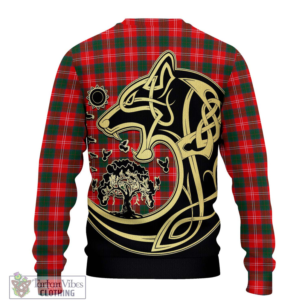 Chisholm Modern Tartan Knitted Sweater with Family Crest Celtic Wolf Style - Tartan Vibes Clothing