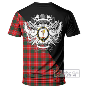 Chisholm Modern Tartan T-Shirt with Family Crest and Military Logo Style