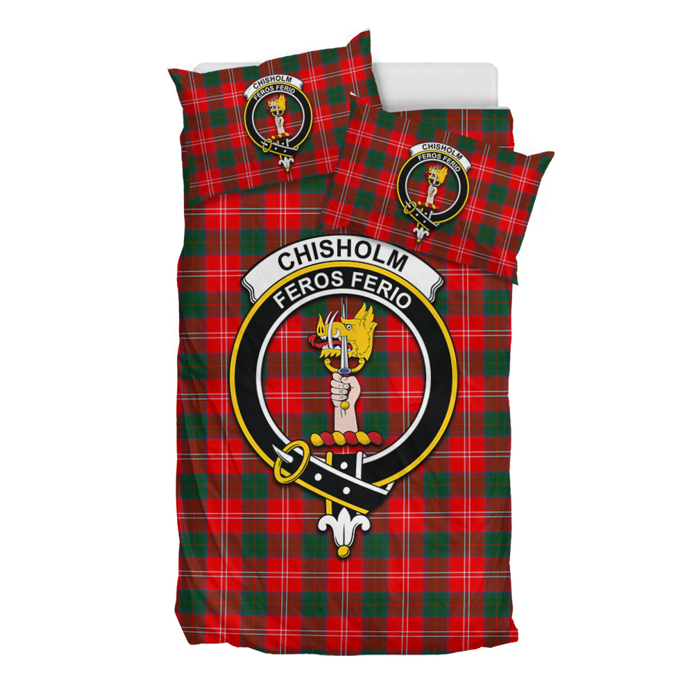 Chisholm Modern Tartan Bedding Set with Family Crest - Tartan Vibes Clothing