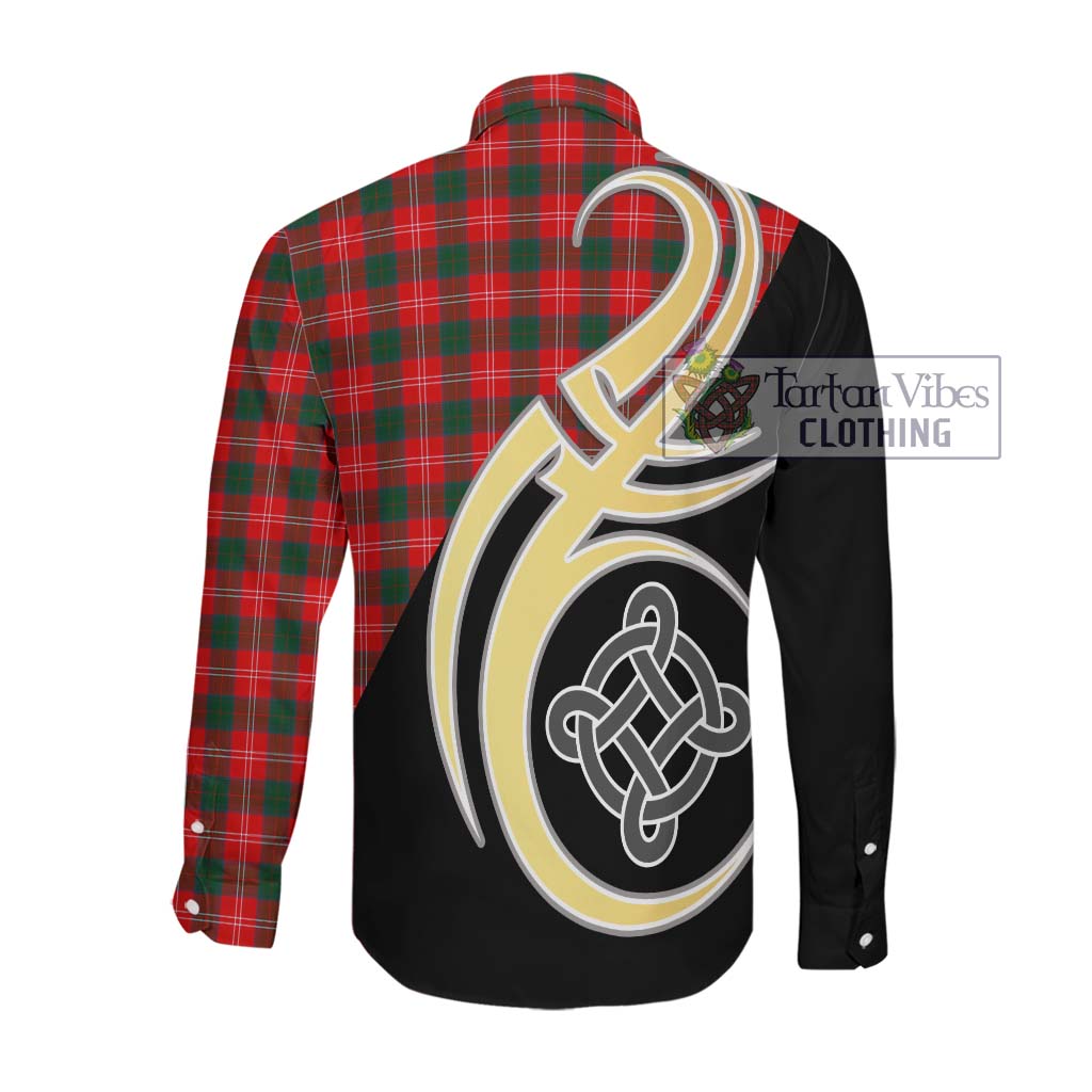 Chisholm Modern Tartan Long Sleeve Button Shirt with Family Crest and Celtic Symbol Style Men's Shirt - Tartan Vibes Clothing