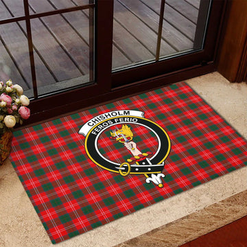 Chisholm Modern Tartan Door Mat with Family Crest