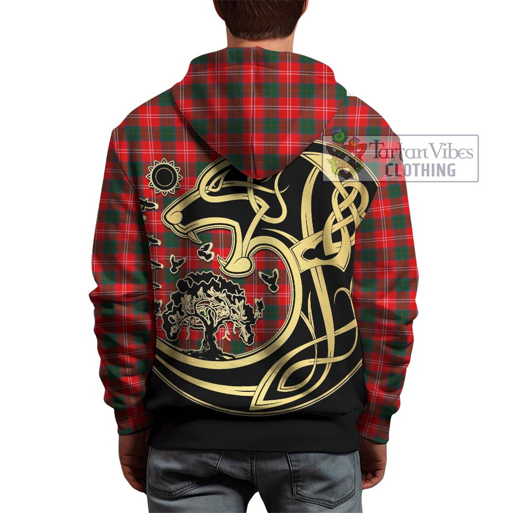 Chisholm Modern Tartan Hoodie with Family Crest Celtic Wolf Style - Tartan Vibes Clothing