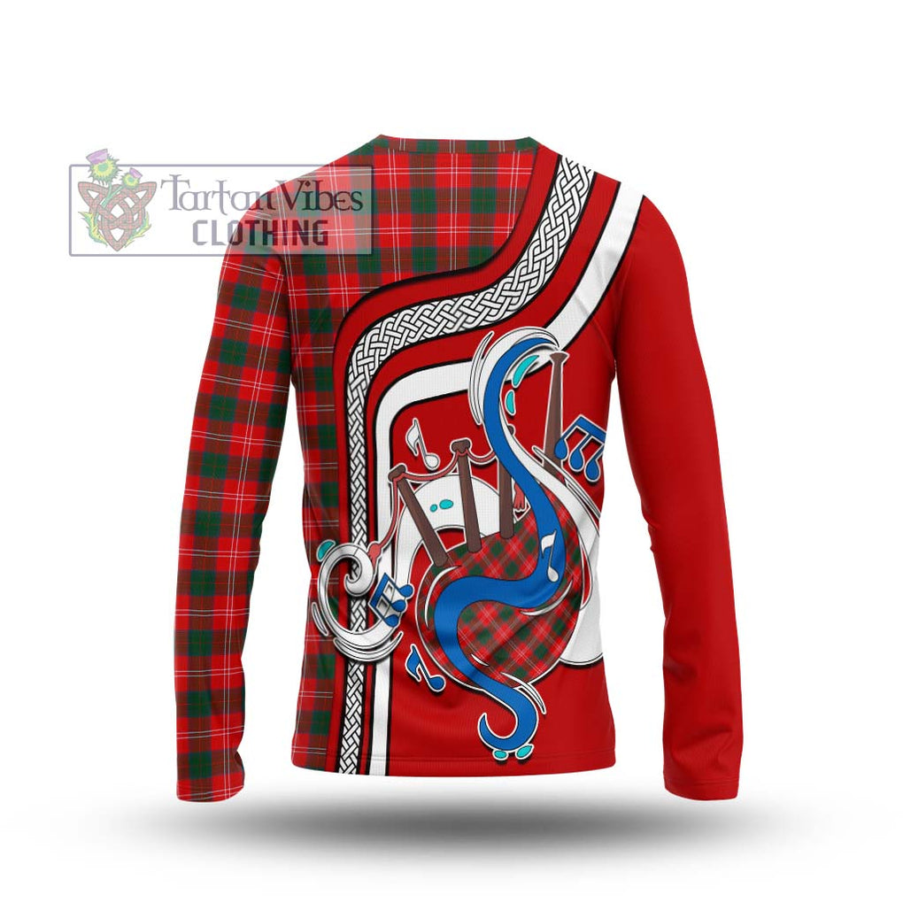 Tartan Vibes Clothing Chisholm Modern Tartan Long Sleeve T-Shirt with Epic Bagpipe Style