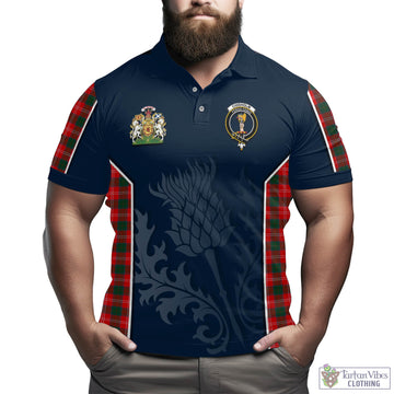 Chisholm Modern Tartan Men's Polo Shirt with Family Crest and Scottish Thistle Vibes Sport Style