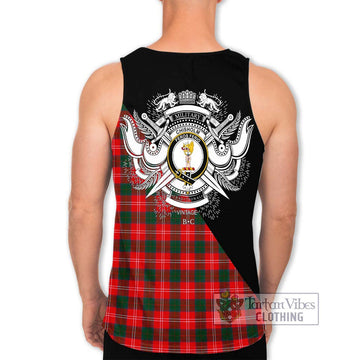 Chisholm Modern Tartan Men's Tank Top with Family Crest and Military Logo Style