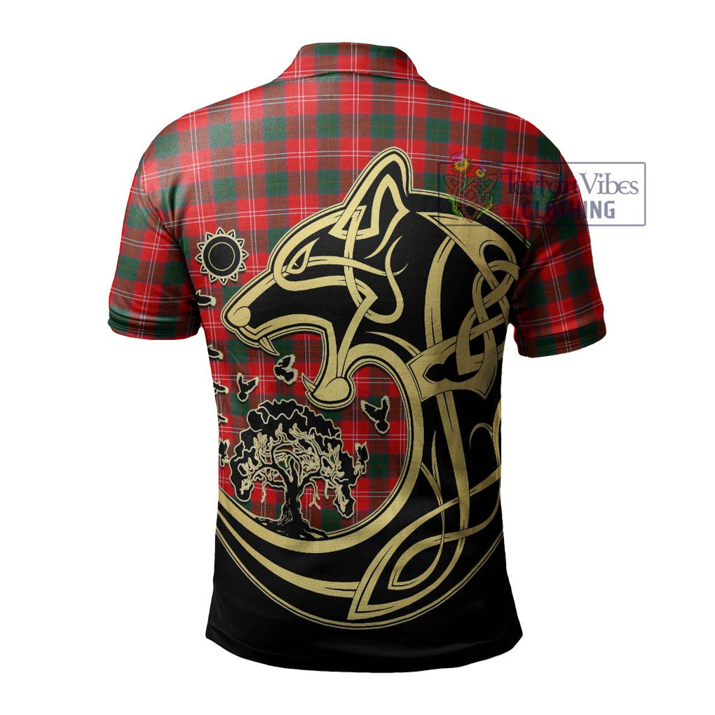 Chisholm Modern Tartan Polo Shirt with Family Crest Celtic Wolf Style - Tartanvibesclothing Shop