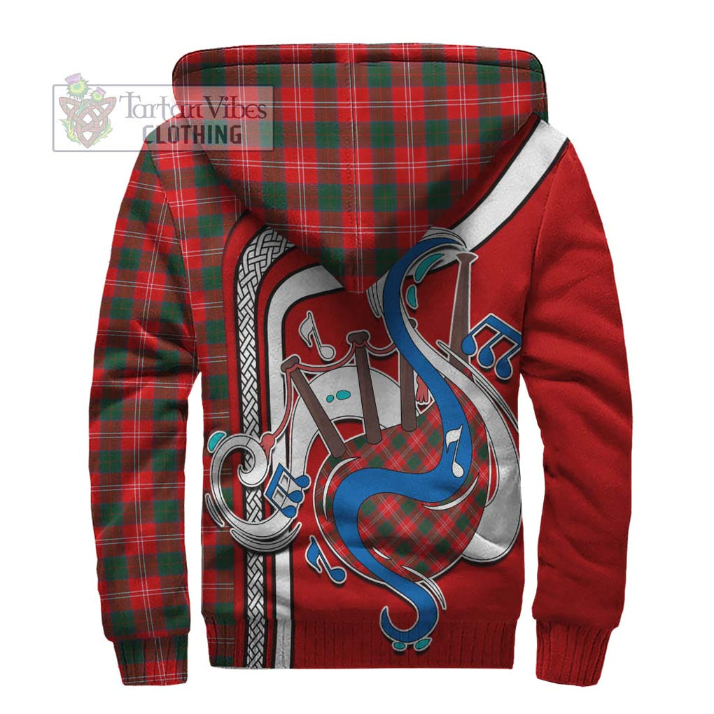 Chisholm Modern Tartan Sherpa Hoodie with Epic Bagpipe Style - Tartanvibesclothing Shop