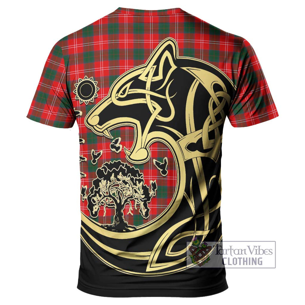 Chisholm Modern Tartan T-Shirt with Family Crest Celtic Wolf Style - Tartan Vibes Clothing