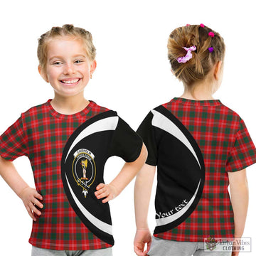 Chisholm Modern Tartan Kid T-Shirt with Family Crest Circle Style