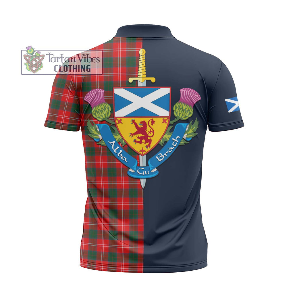 Tartan Vibes Clothing Chisholm Modern Tartan Zipper Polo Shirt with Scottish Lion Royal Arm Half Style