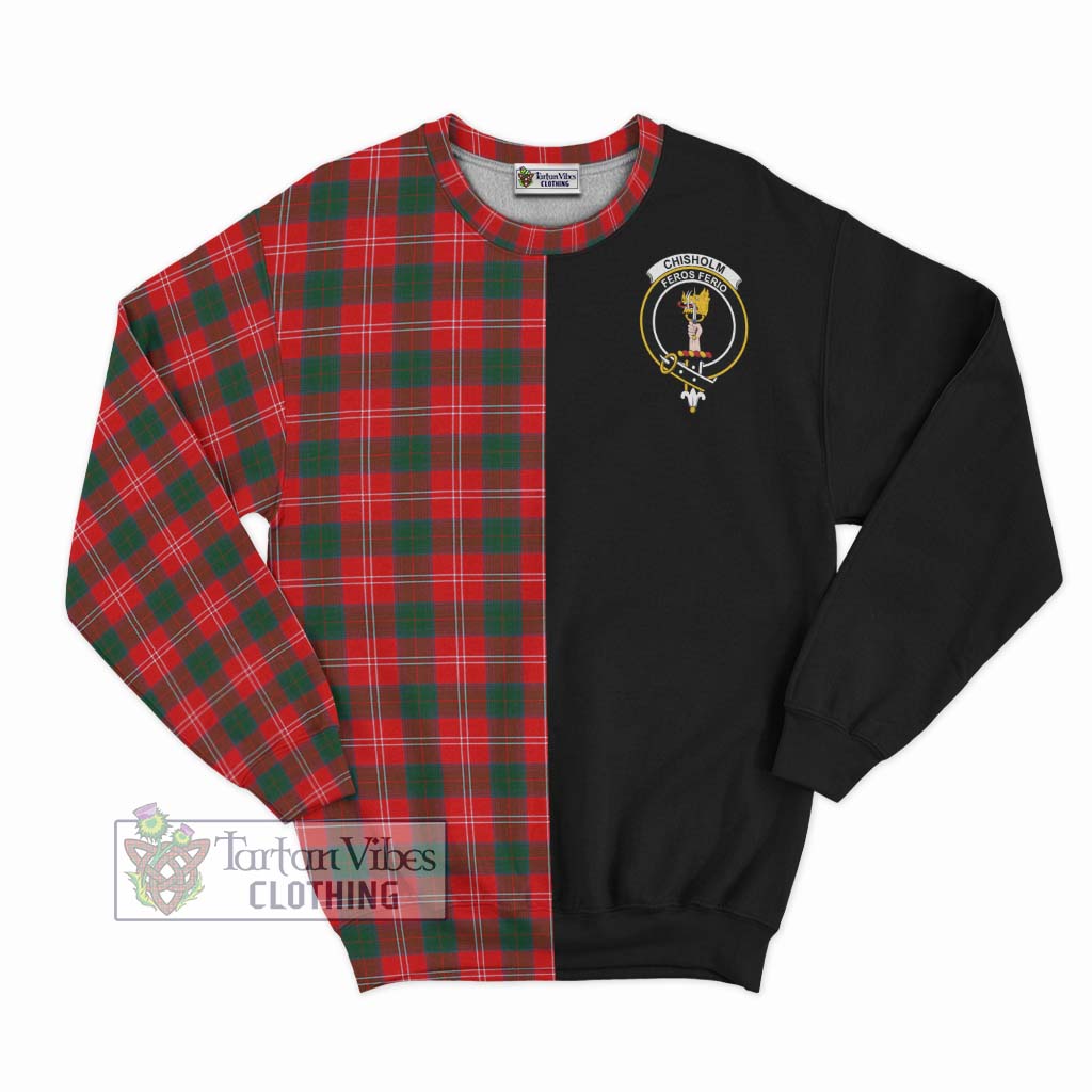 Chisholm Modern Tartan Sweatshirt with Family Crest and Half Of Me Style - Tartanvibesclothing Shop